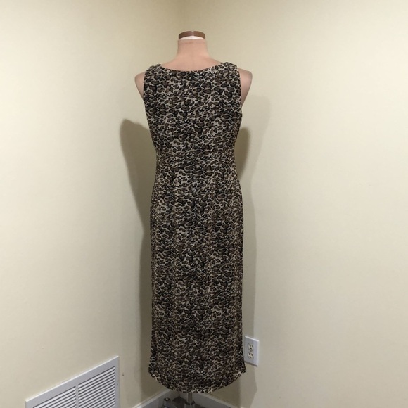 Vintage 90s CDC Petites Midi Dress Size 8 Tan Leopard Print - Picture 6 of 9